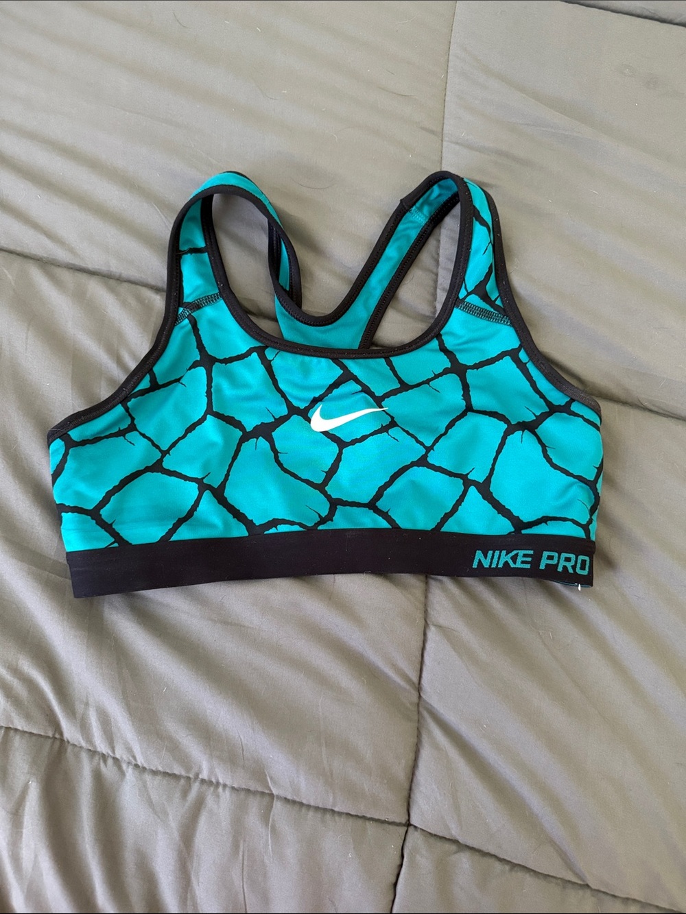 Nike Pro Turquoise Black Printed Sports Bra